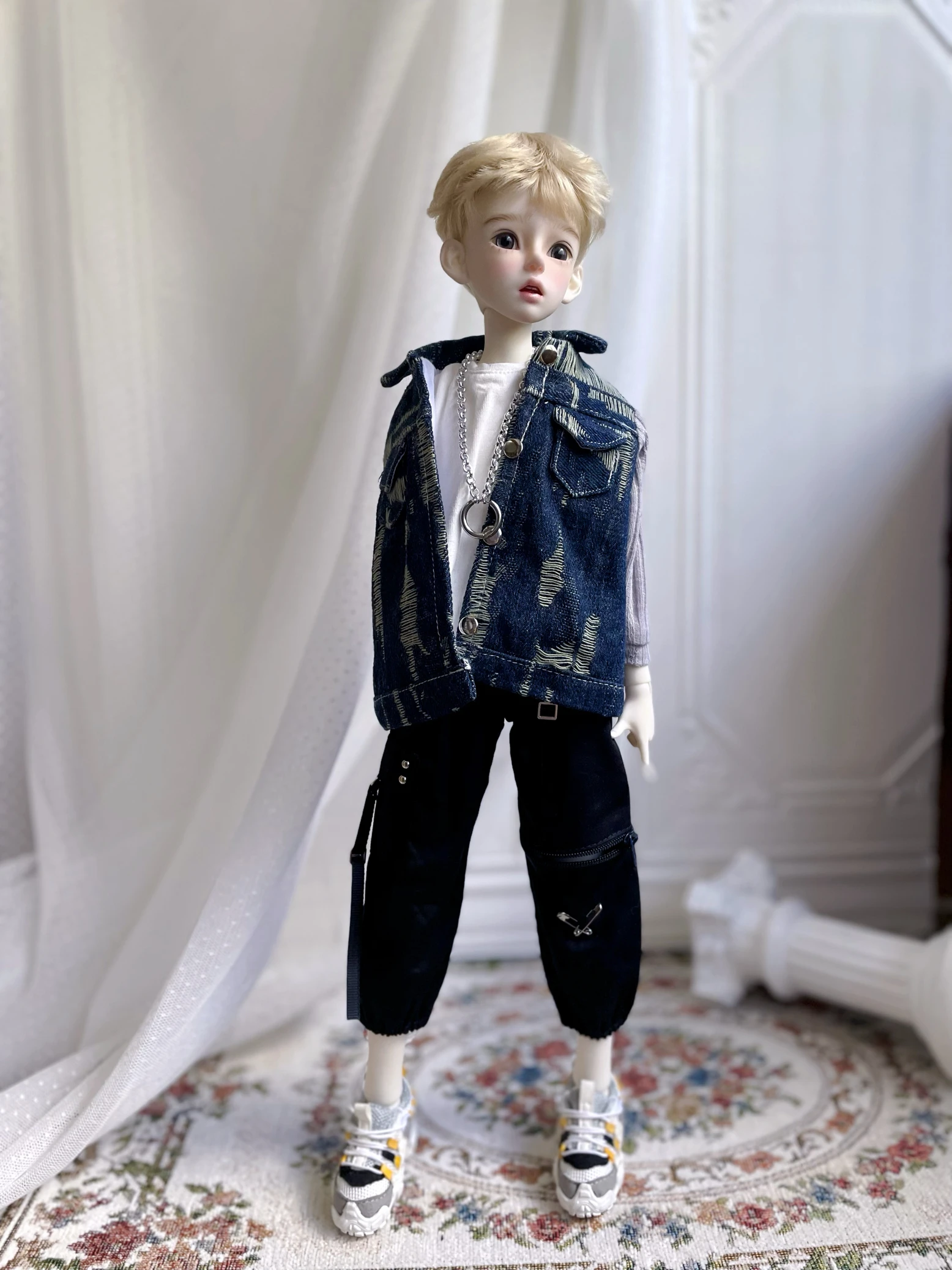 BJD doll clothes suitable for 1/4 size MSD MDD cute doll clothes denim jacket set doll accessories (4 points)