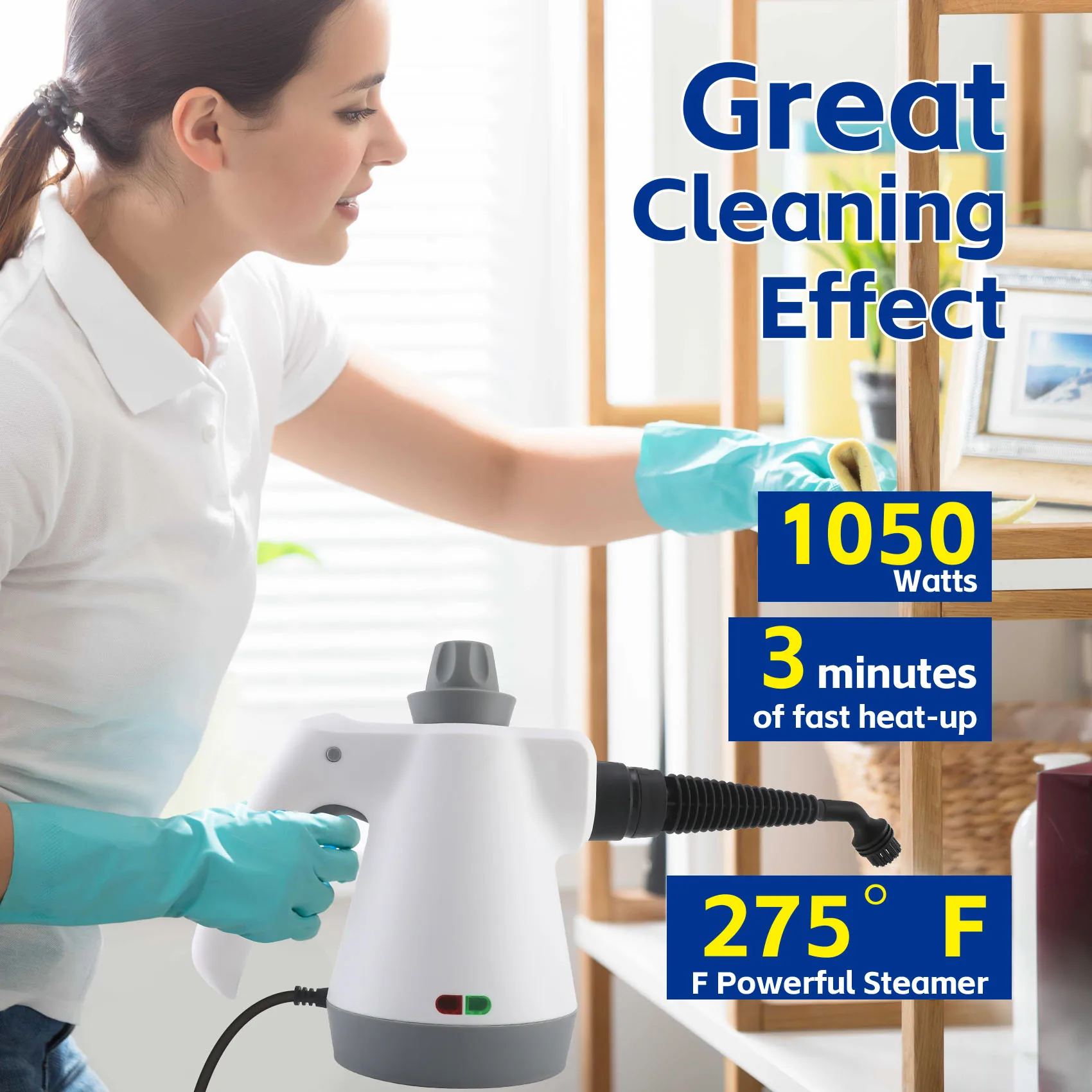 Multi-Surface Handheld Steam Cleaner,Pressurized Steam Cleaner for Home with 9 Accessory Kit, Multi-Purpose Steamer for Cleaning