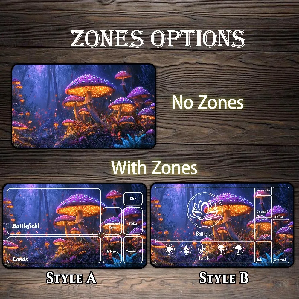TCG Playmat Mushroom, RPG Playmat with Zones, Custom Play Mat desk accessories	 alfombrillas para escritorio tapis de souris