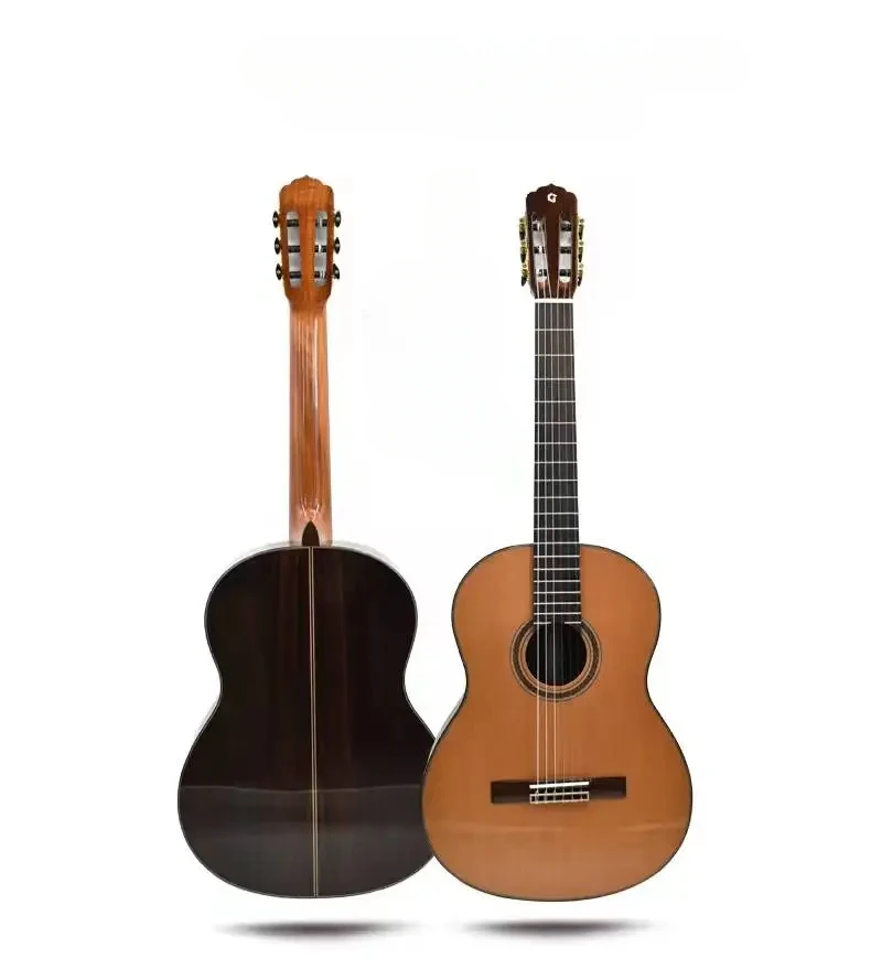 

Professional Solid Cedar Classical Guitar Top 4/4 Size Nylon String High Quality Gloss Rosewood Mahogany Wholesale