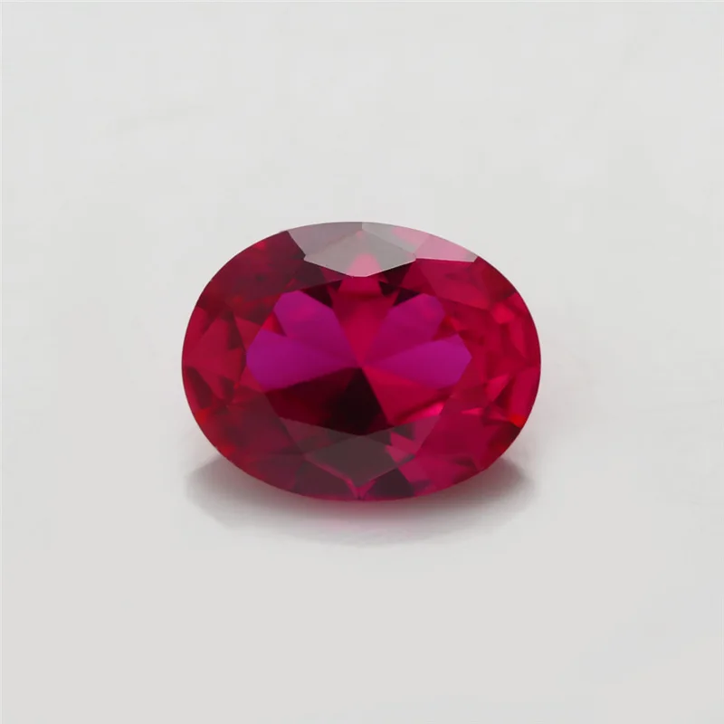 Size 2x4mm~10x12mm Oval Cut 5# Red Rubys Synthetic Corundum Gems Stone For Jewelry DIY Making