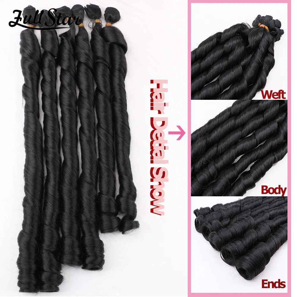 Long Wave Synthetic Hair Large Curl Double Layer Hair Weft Curtain Black Ombre Brown Suitable for Women Hair Extensions C14 view 5