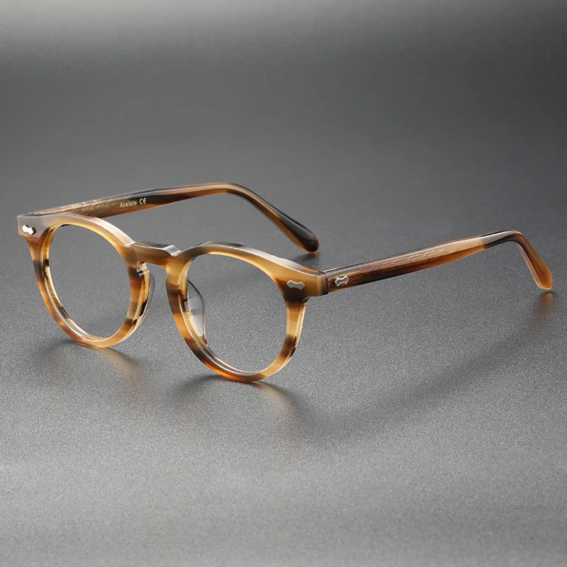 SZTZX Trendy Durable Vintage Versatile Prescription Glasses Blue Light Blocking Acetate Frame Oval Progressive Reading Eyewear