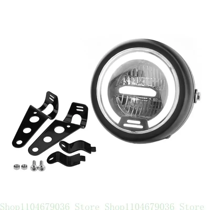 6.5 Inch Round LED Motorcycle Headlight with Brackets Assembly Suitable for Custom Bikes Cafe Racers Enhanced Visibility - Image 4