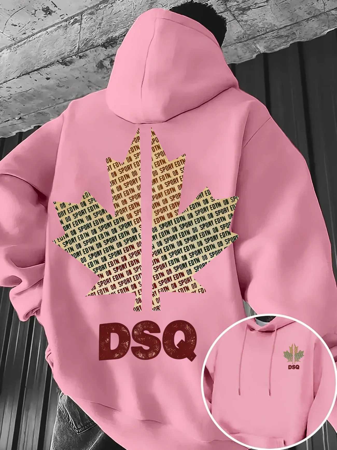 Bestseller Herbst-Winter Herren- und Damen-Kapuzenpullover mit Buchstaben- und Ahornblatt-Muster DSQ Retro Lockerer Fleece-Pullover – Detail 5