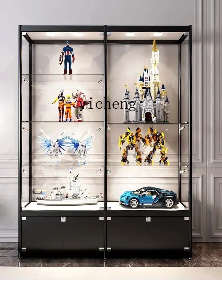 u3 Hand-Made Display Cabinet Made of Glass Model Showcase Lego Transparent Sealed Household with Lock