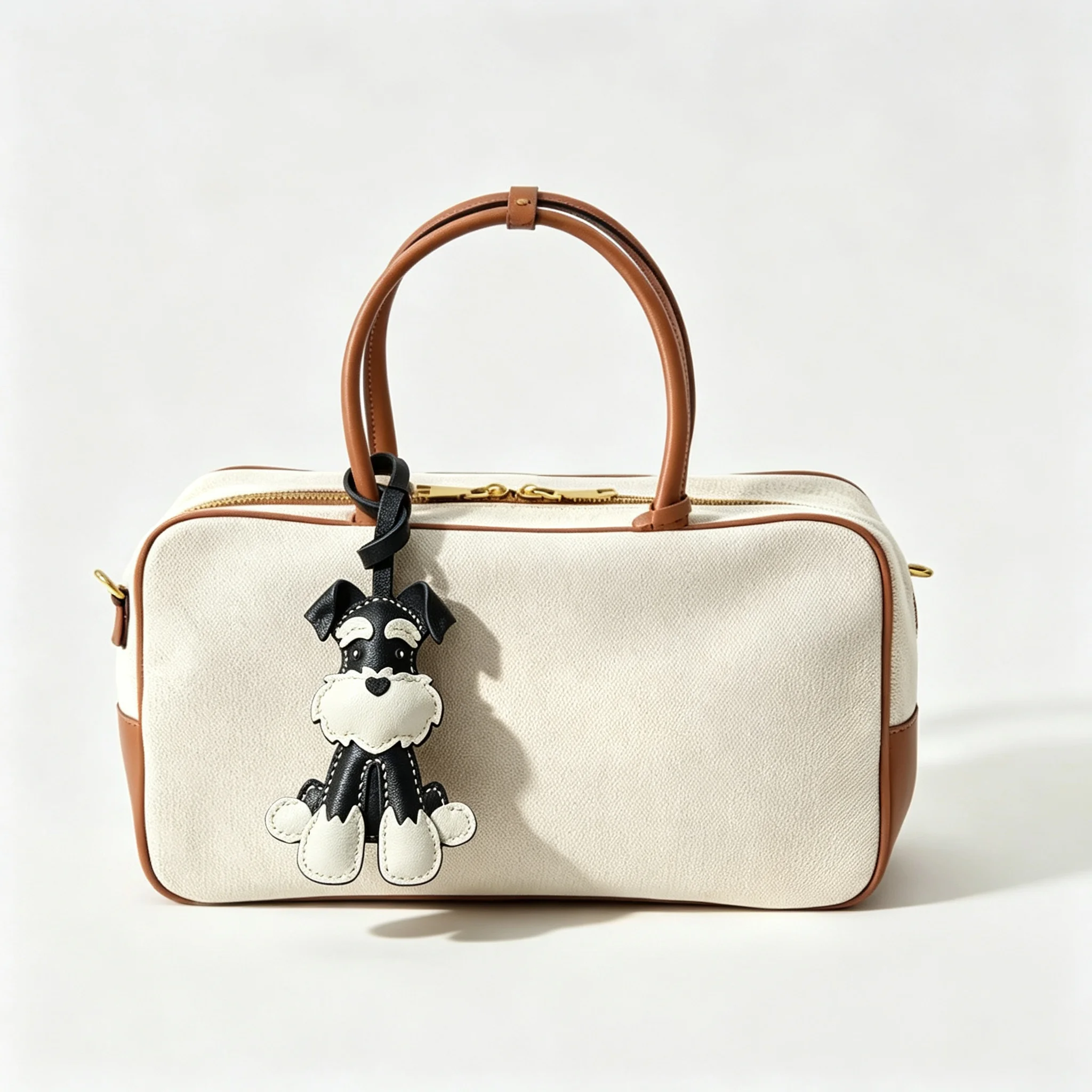 Handmade Real Leather Schnauzer Cute Bag Pendant Keychain Gift Cute Decoration Suitable For Bags Exquisite Charm Bag Accessories