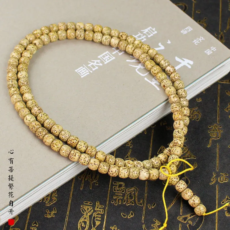 Factory Wholesale Xingyue Bodhi Beads108Old Seed Pieces Barrel Beads7*8MMWeathering Yellow Chicken Grease High Density High Poli