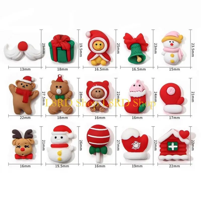 L8RD Flatback Resin Christmas 3D Art Charms Kwaii Snowflake Sock Decoration
