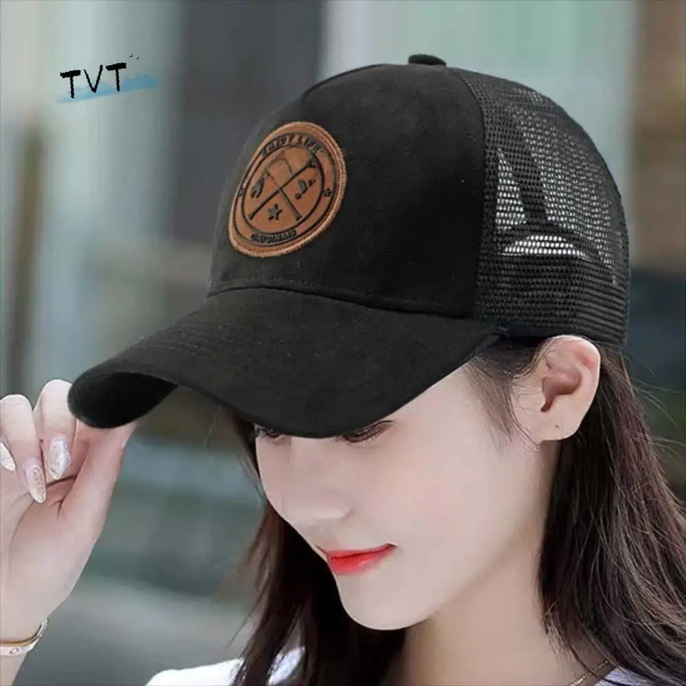 

Fashion Breathable Mesh Peaked Cap Hollow Out Adjustable Men Baseball Hat Anti-UV Polyester Women Sunshade Hat Outdoor