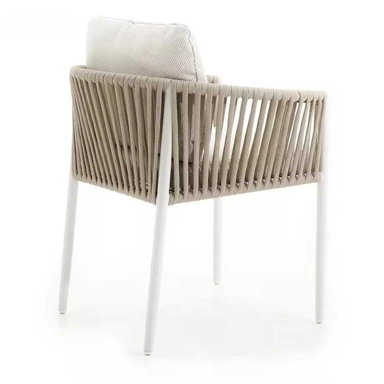 & Modern Design Outdoor Aluminum Frame Rope Woven Lightweight Durable Patio Dining Chair