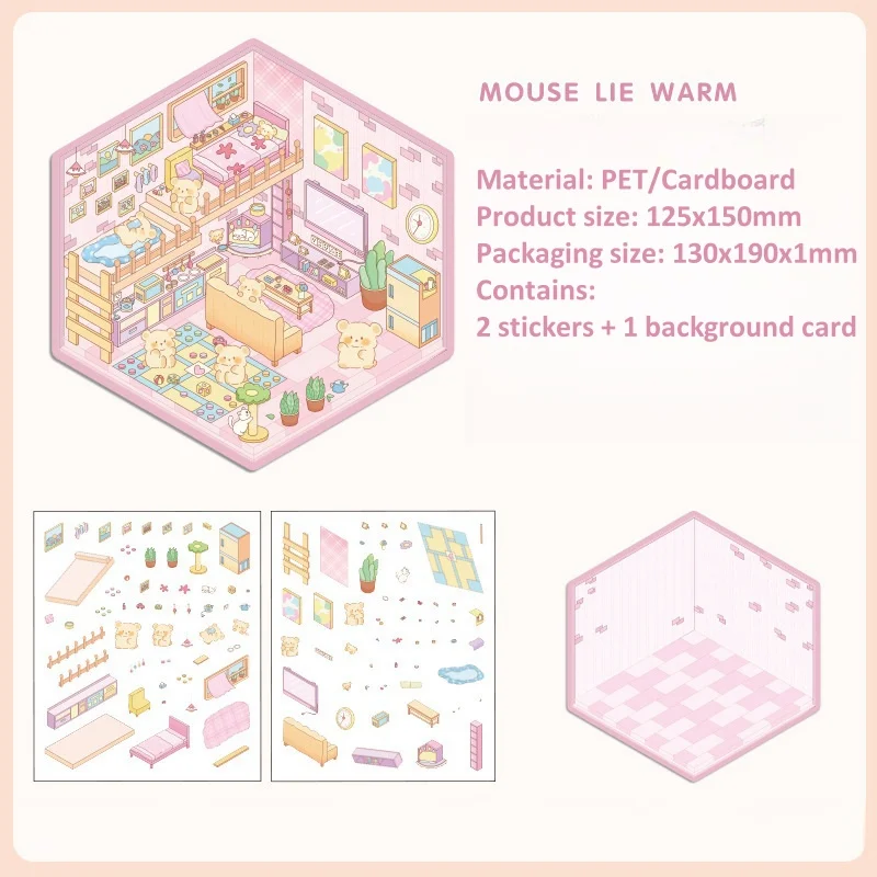 New 3D Cartoon Animal DIY Landscaping Sticker Pocket Cabin Scene Stickers Stacking Pasting Christmas Festival Gift Kid Children