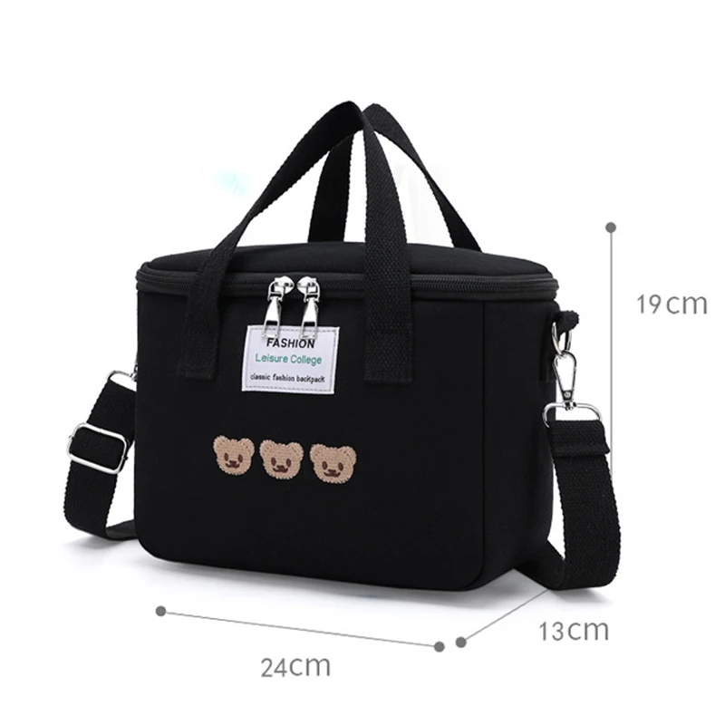 2024 New Cartoon Pattern Lunch Bag Girls Insulated Canvas Multifunction Thermal Food Box Women Picnic Dinner Food Crossbody Bags