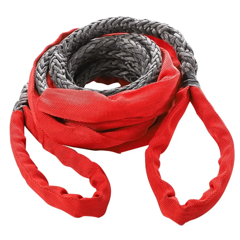 2Pcs19800 LBs 9MM X 6M حبل ونش صناعي مع قدرة كم واقية للشاحنة، ملحقات ونش المركبات 4WD والطرق الوعرة