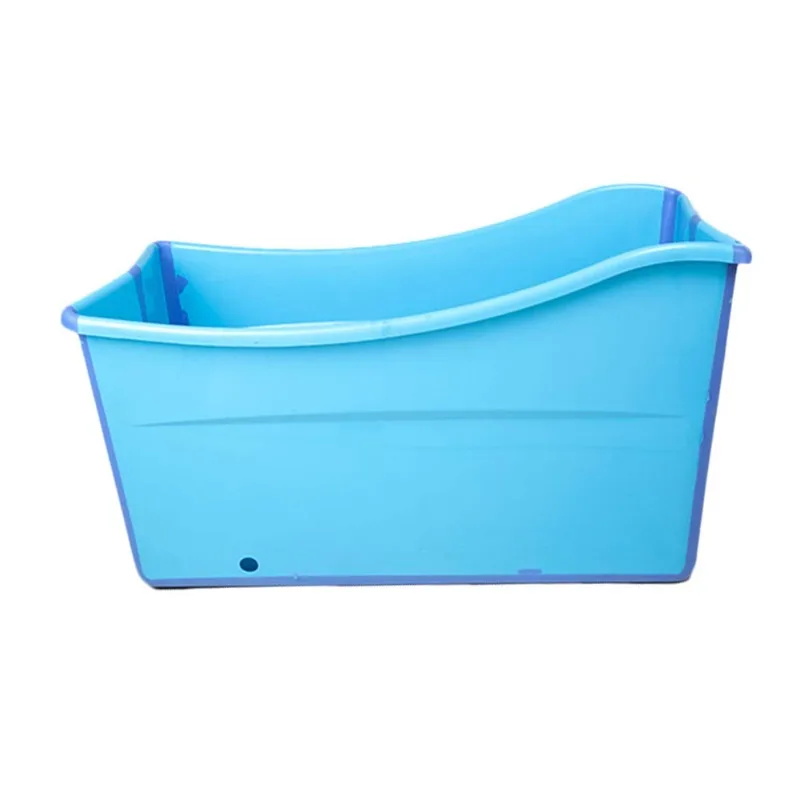 W WEYLAN TEC Large Foldable Bath Tub Bathtub for Toddler Children Twins Petite Adult Blue