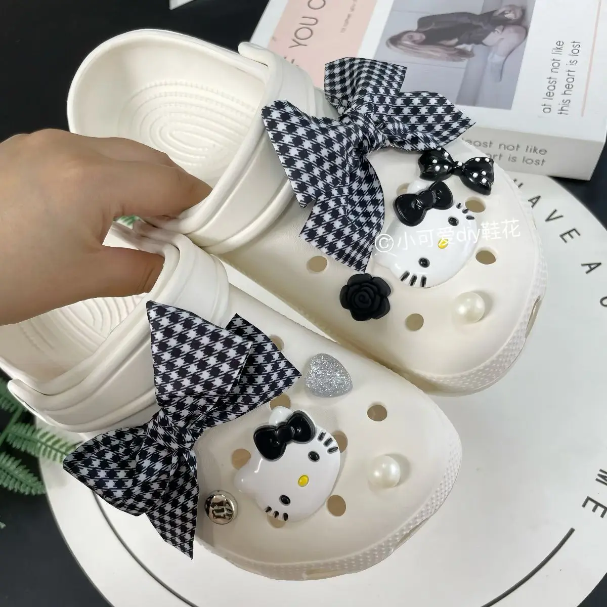 زينة على شكل فيونكة قطة لطيفة، إبزيم حذاء قابل للفصل، إكسسوارات أحذية عصرية مصنوعة يدويًا #2