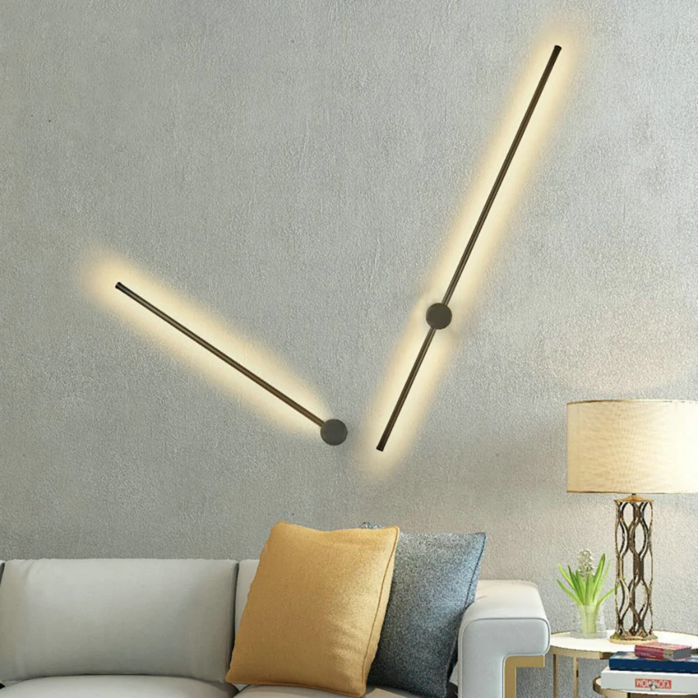 Imagem -03 - Lâmpada de Parede Minimalista para Quarto Abajur Creative Led Strip Lâmpada Linear Moderno Restaurante Nórdico