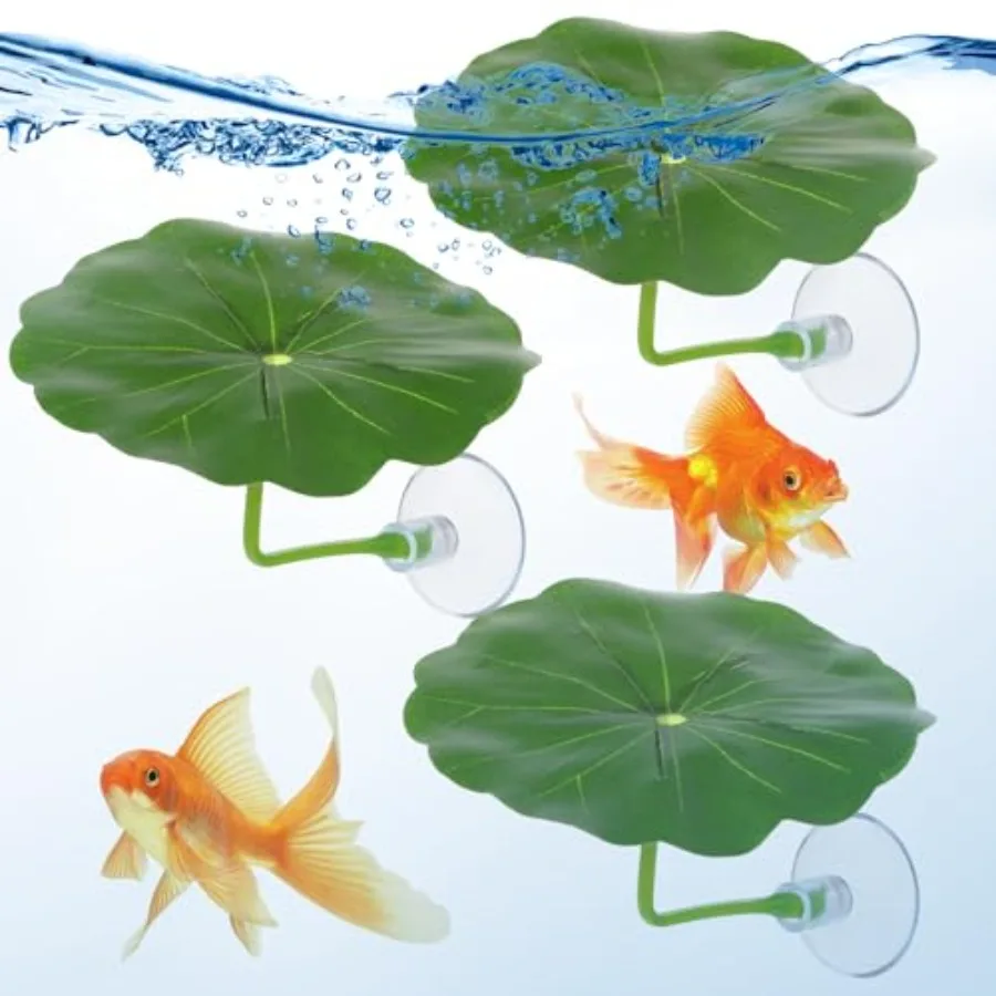 3 Pcs Betta Fish Leaf Hammock for Aquarium Decoration, Green Plastic Resting Spot with Suction Cup, Practical Breeding and Rest