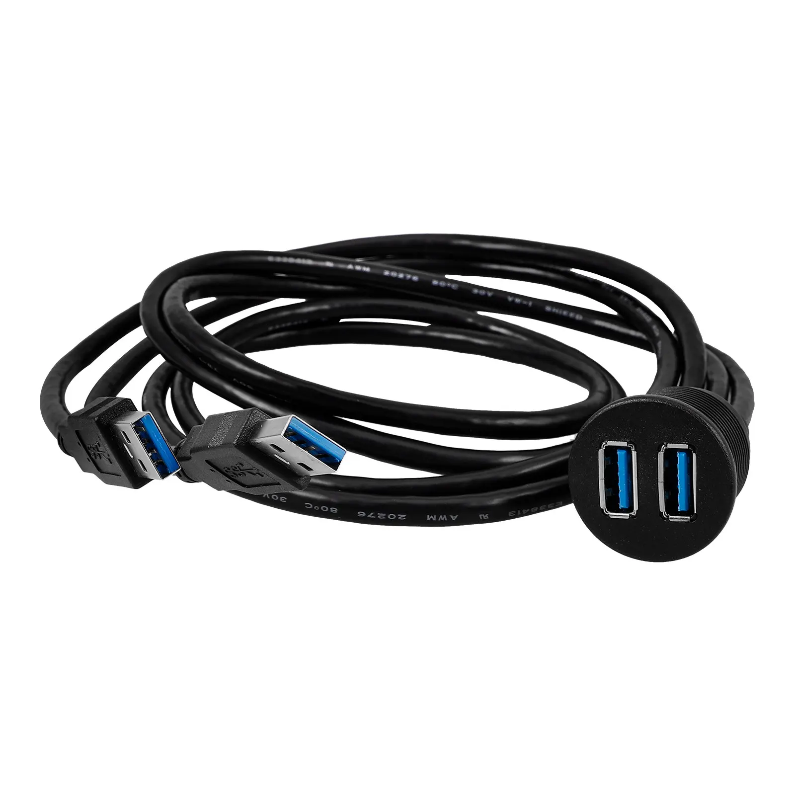 

Кабель USB 3.0 с двумя портами для панельного монтажа, штекер-гнездо, 2 порта, автоматическое удлинение, высокоскоростная передача данных для автомобиля, грузовика, лодки, USB-порт