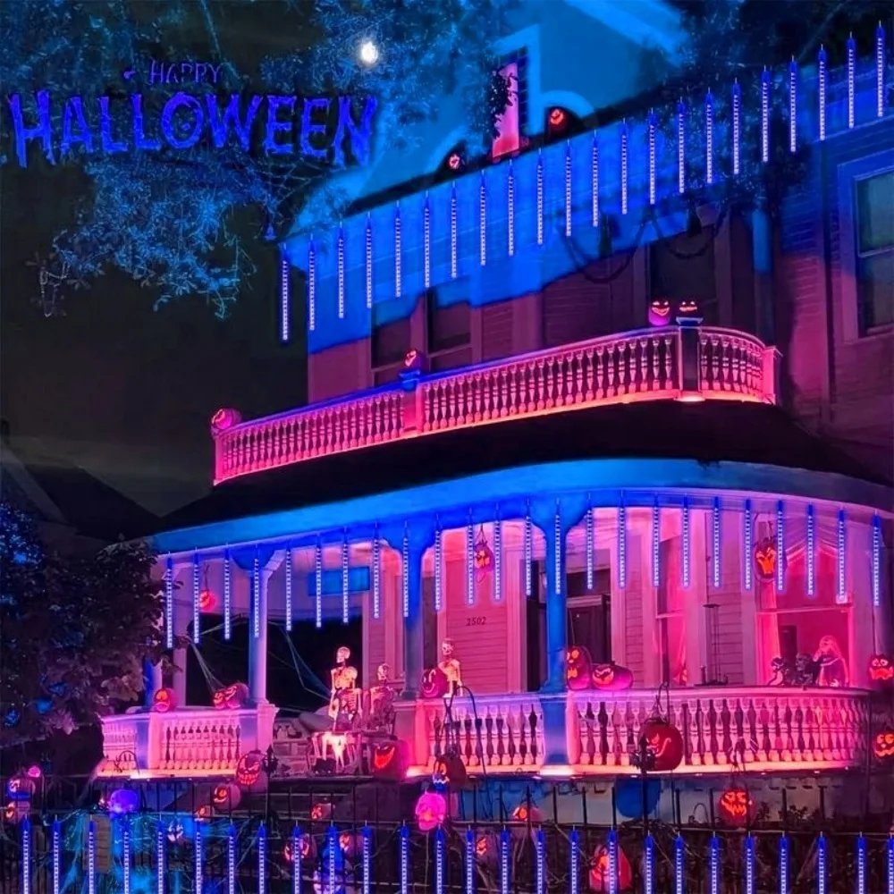 1 قطعة الشمسية 30/50 سنتيمتر النيزك المطر سلسلة أضواء النيزك دش 8 أنابيب في الهواء الطلق مقاوم للماء سقوط قطرة المطر الجنية أضواء حديقة ديكور #3