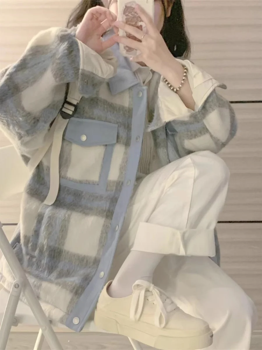 Vertrouwd katoen geruite Jaet dames herfst winter nieuw ontwerp Amerikaanse retro honkbaljas kraag pendelen Sle bovenkleding