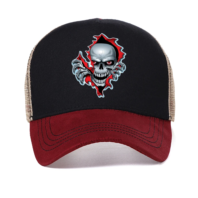 

Red Eyed Skull Classic Motorcycle Baseball cap fashion Men Women Adjustable Dad hat outdoors Mesh Breathable Trucker hats