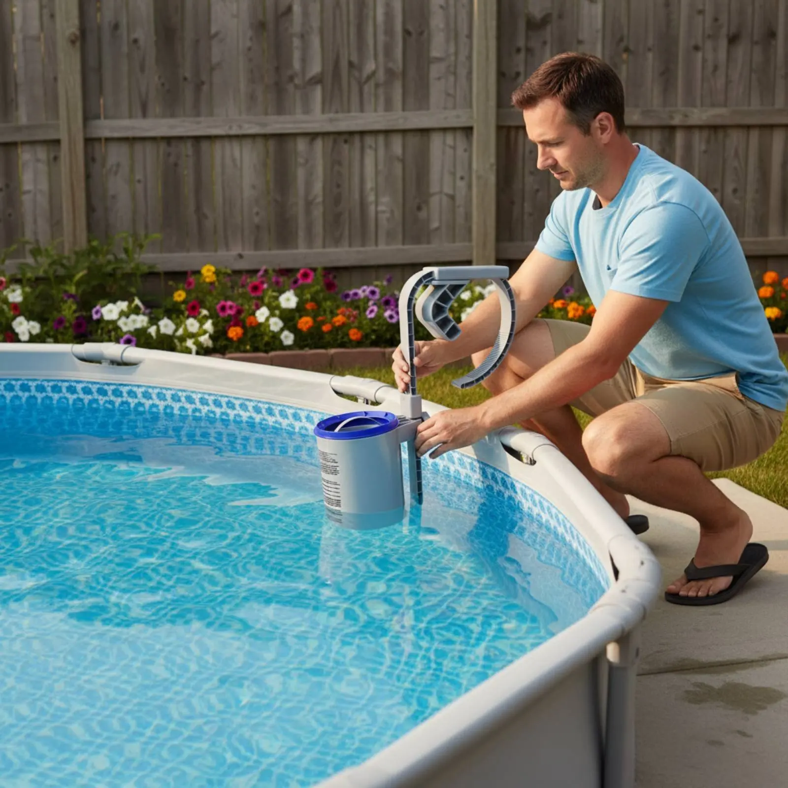 Pool Skimmer Basket Quick Replacement Pool Debris Strainer Through-Wall Skimmer Basket Automatic Cleaning Swivel Handle