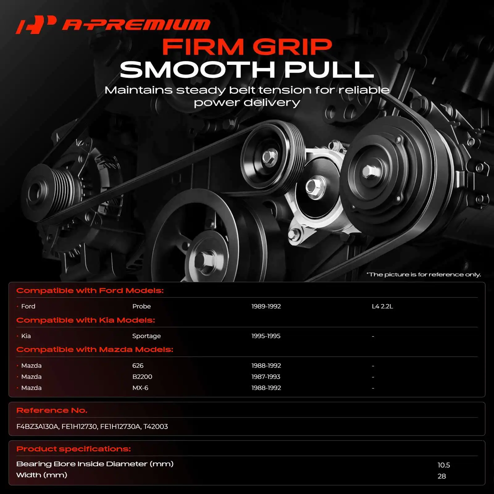 A-Premium Timing Idler Pulley for Kia Sportage 1995 Mazda 626 MX-6 1988-1992 B2200 1987-1993 Ford Probe 1989-1992