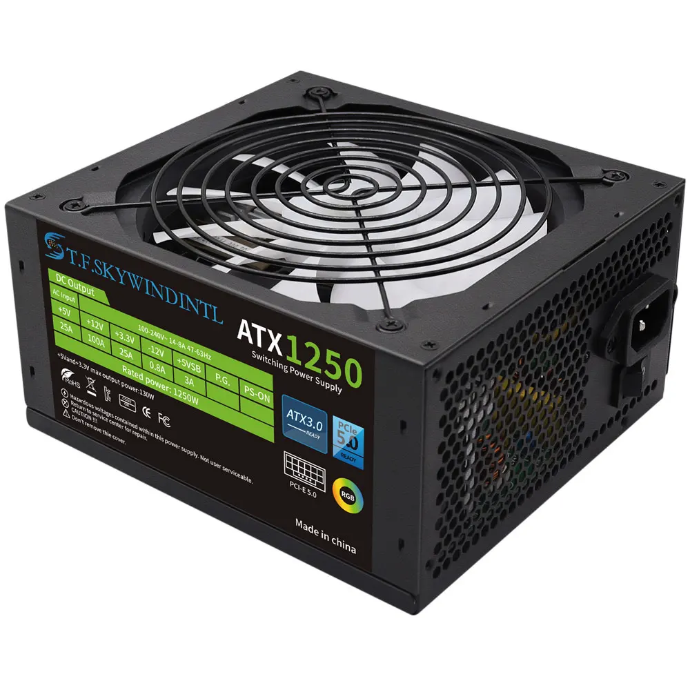 T.F.SKYWINDINL 1250W ATX PC Power Supply Desktop Computer Mining PSU PSU Power supplies