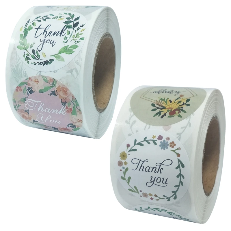 2 Roll 1.5 Inch Thank You Stickers Labels Roll 1000 Labels Thank You Stamp For Shipping Bags