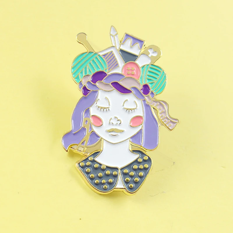 New Pretty Skeleton Girl Brooch Zombie Spider Web Face Girl Creepy Dark Enamel Pin Up T-shirt Badge Halloween Jewelry Spille