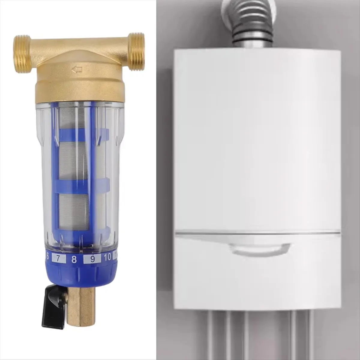 A20I Water Prefilter Down Sediment Whole House Down Sediment Water Filter Refined Copper Head 40um