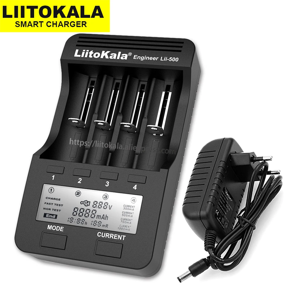Liitokala Lii-500 Lii-PD4 Lii-500S Lii-600 LCD 3.7V 18650 18350 18500 21700 20700 14500 26650 AA نيمه ليثيوم شاحن بطارية