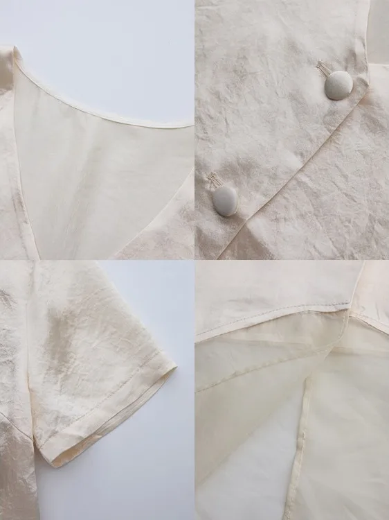 

Slimming Splice ort Sve irt Women's Summer Top Asymmetrical Hemline V-ne Mid-length Casual Faion Workwear