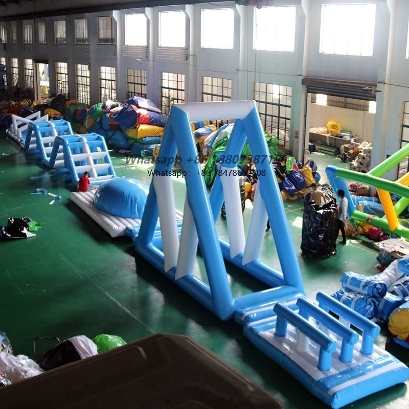 

Large Commercial Water Park Swimming Pool Inflatable Obstacle Course Water Slide with PVC Material Factory Direct Sale