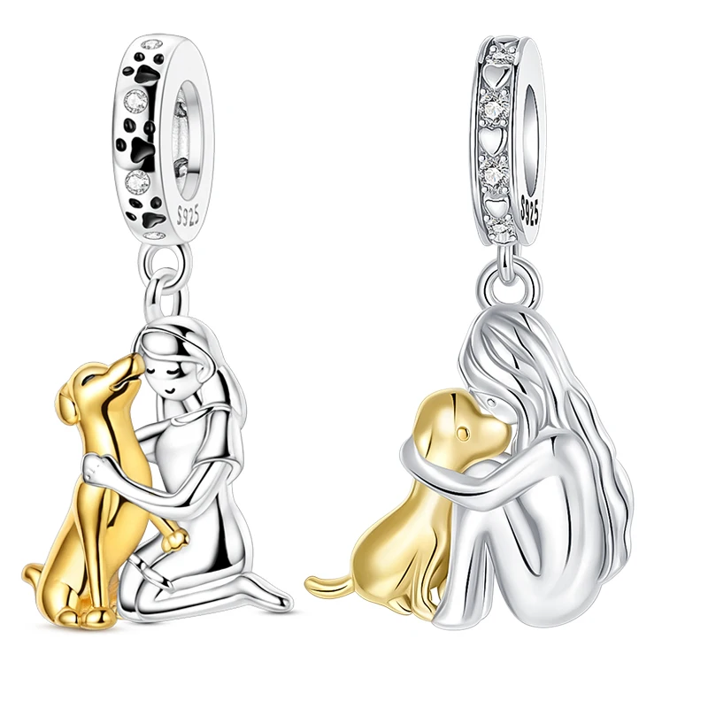 

Подвески из стерлингового серебра 925 пробы для девочек с собакой, бусины, подходят для оригинального браслета 925, подарок для женщин, ювелирные изделия, модный кулон «сделай сам»