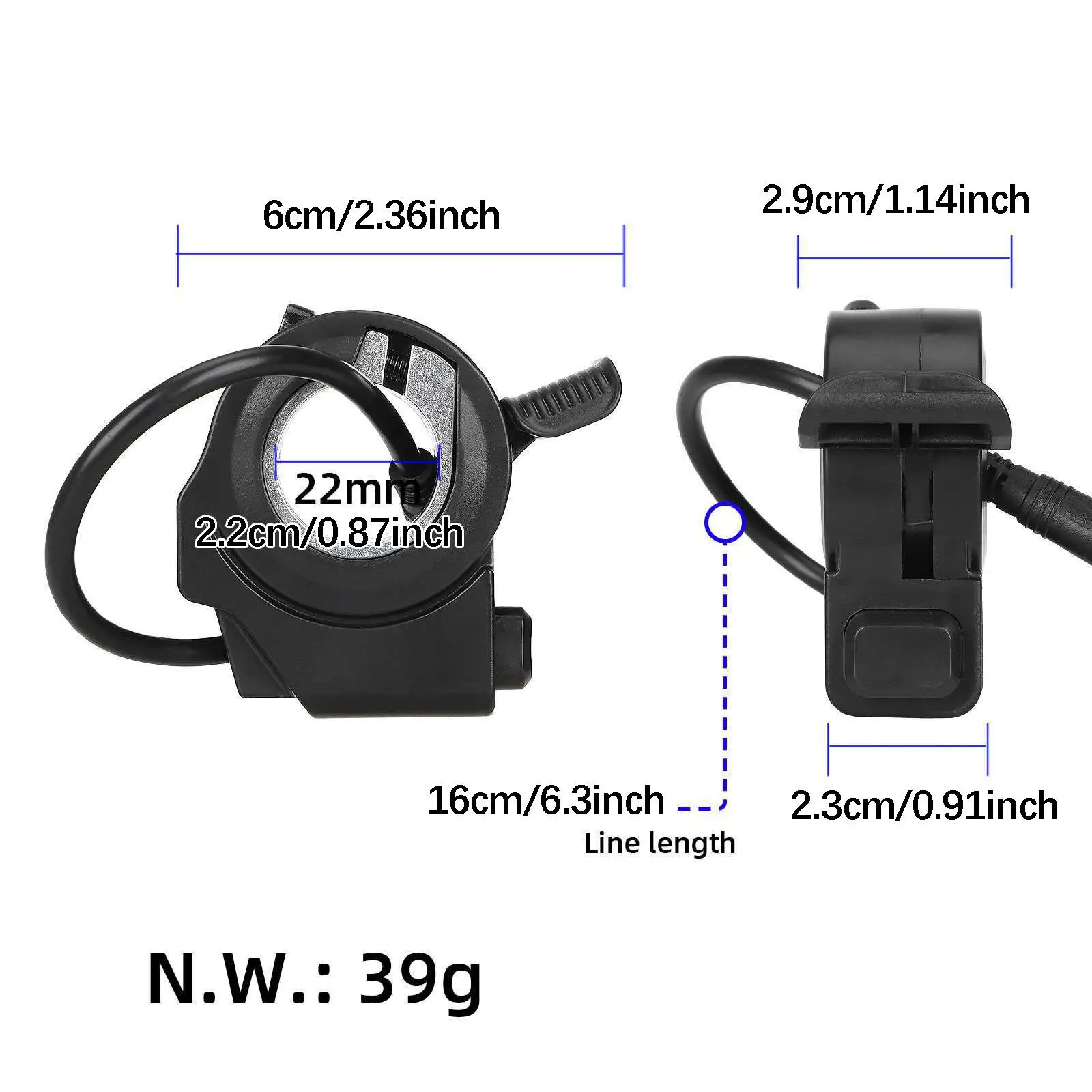 

Thumb Throttle Speed Controller Bike Electric Accelerator Universal PP Secure Switch for E-bike Conversion Accessories