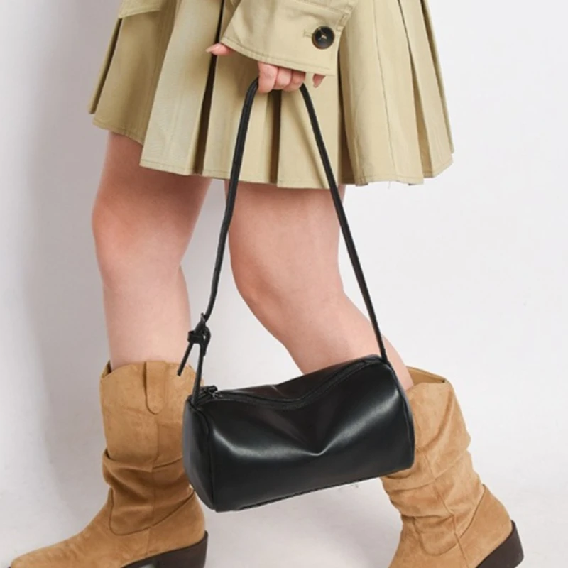 Split Leather 90s Pen Bag 2026 New Luxury Design Soft Cowhide Mini One-shoulder Crossbody Bag Suede Fashion Ladies Handbag