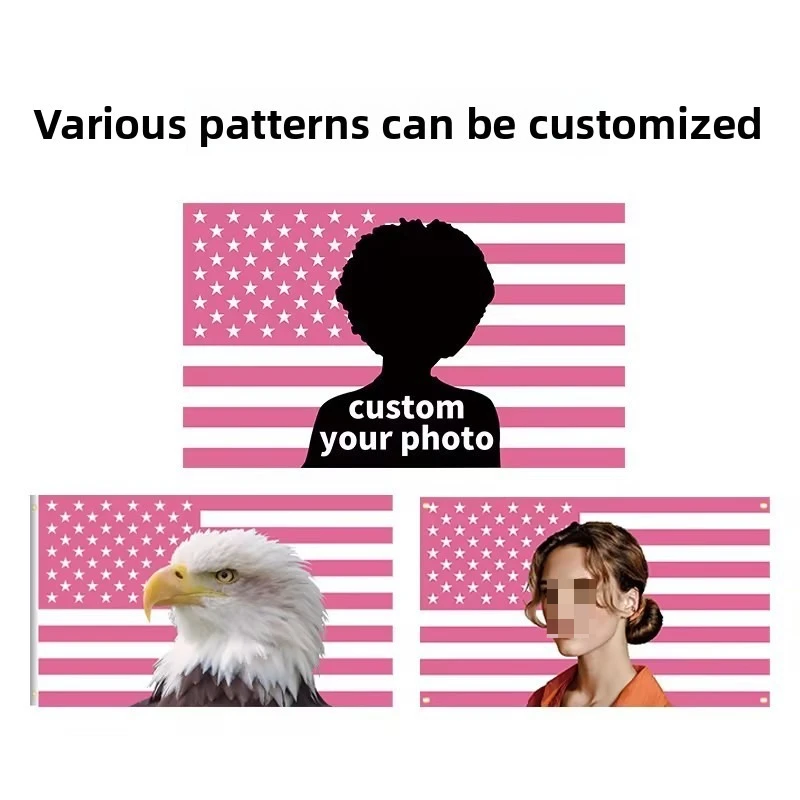 Cross-border Custom Star Support Background Cloth Pink American Flag Background Character Custom
