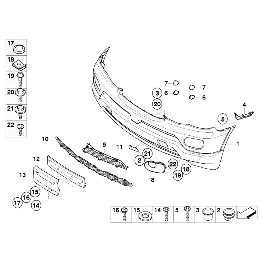 Barra de cubierta de parachoques delantero L & R para X5 E53 2003- 2006, 1 par, soporte de guía 51117116667 51117116668