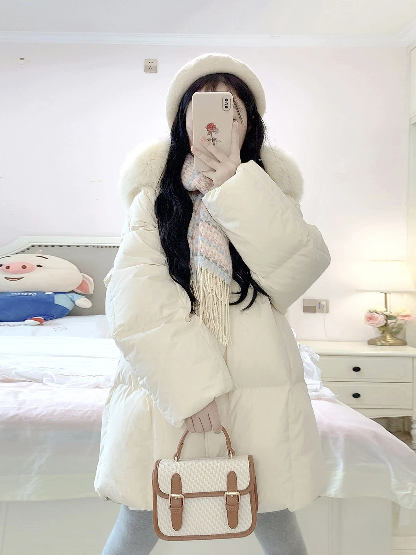 Giacca Invernale Lunga da Donna Gialla, Calda, con Chiusura a Zip, in Fibra di Poliestere, Collo in Pelliccia Sintetica, per Pendolari e Attività all'Aperto