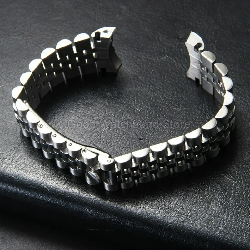 High Grade Solid Steel Watch Bracelet for Rolex Datejust Oyster Curved Dedicated End Solid Links Multi‑layer Finishing Watchband