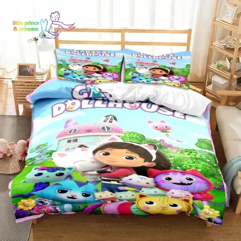 Gabby's Dollhouse Cartoon 3D Bedding Set Single Twin Full Queen King Size Bed Set Adult Kid Bedroom Bedding Gift 4