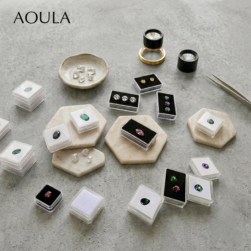 Wholesale 48 Loose Diamond Display Boxes Transparent Gemstone Storage Case Piercing Jewellery Gems Organizer Stone Packaging Box