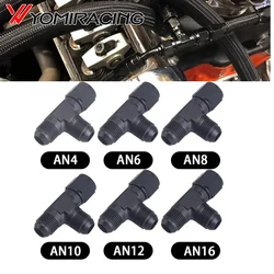 Aluminum Flare Tee Fitting AN4 AN6 AN8 AN10 AN12 Male With 4 6 8 10 12 AN Female Swivel On Side Adaptor Black