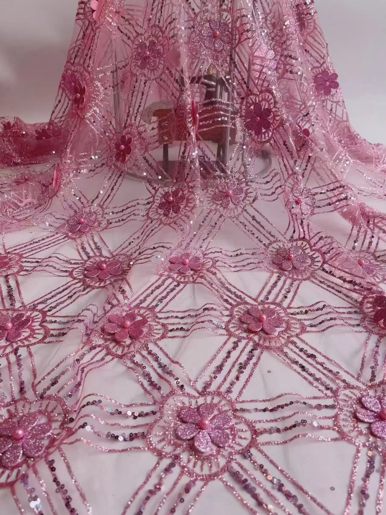 new-african-mesh-sequins-lace-fabric-5yard-high-quality-embroidered-nigerian-french-beaded-lace-fabric-for-wedding-dress-sew