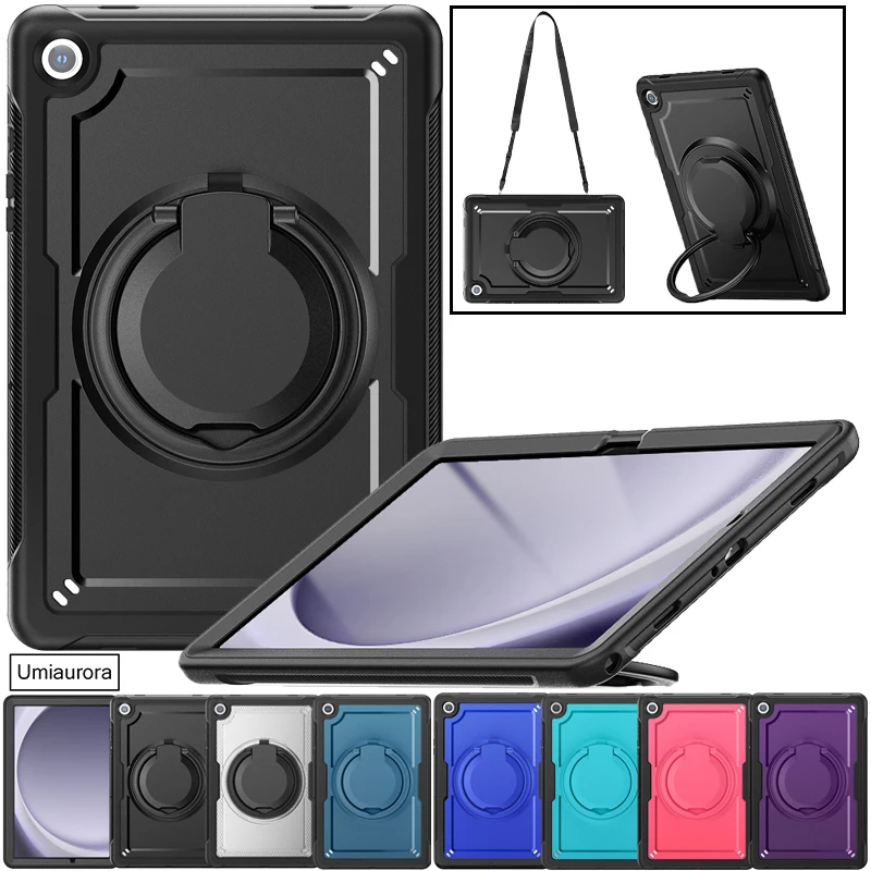

For Samsung Tab A9 8.7" SM-X110 A11+ Plus 11 inch SM-X230 X210 Hand Ring Stand Strap Tablet Case Shockproof PC Armor Cover Funda