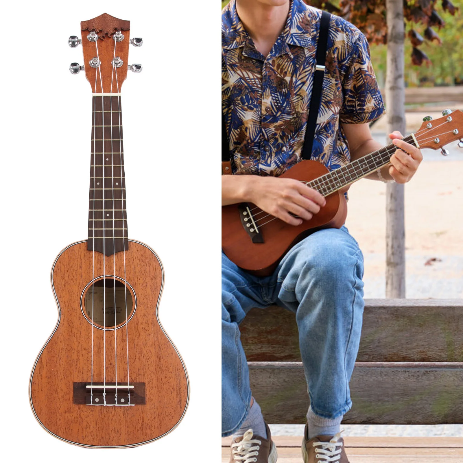 21in Ukulele Wooden Portable 4 String Mini Acoustic Guitar For Beginners Professionals String Instrument