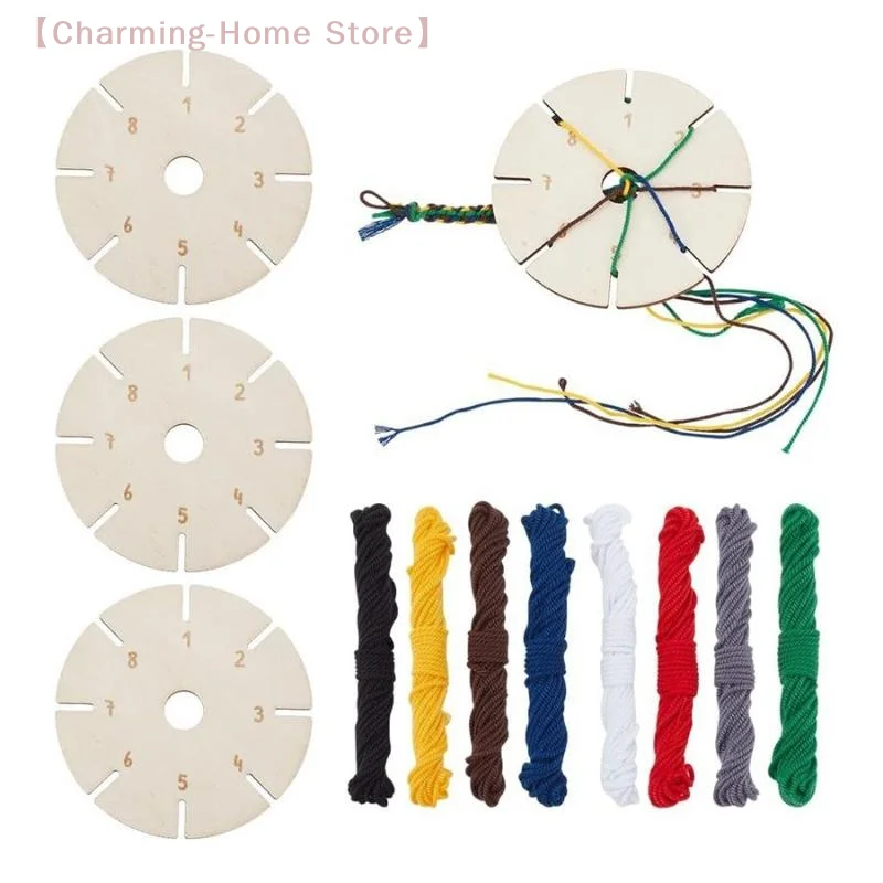 【M】1Pc/4Pcs Bracelet Woven Braiding Disk Flower Shape Wood Disk Bracelet Braiding Woven Plate Knitting Tools Beading Cord Disc