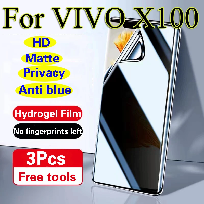 X100Ultra Matte Screen Protector For VIVO X100 Pro Privacy Hydrogel Film X100sPro Antipeeping Full Screen Coverage HD Blue Soft